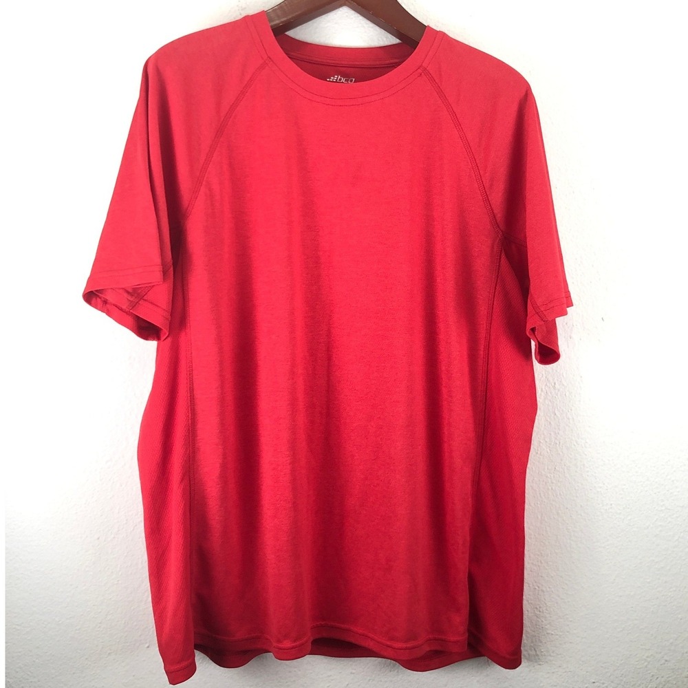 BCG Mens XL Red Athletic Training T-Shirt Short Sleeve Raglan Athleisure Dry